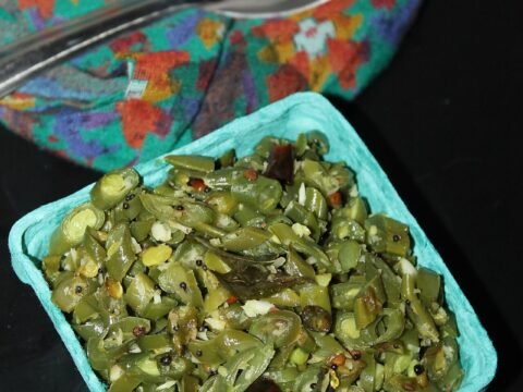 Fresh green beans stir-fried with coconut