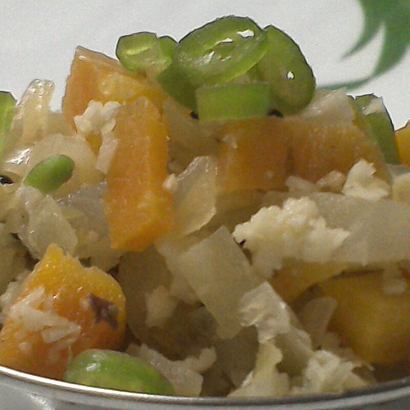 Shredded cabbage stir-fried with mustard seeds
