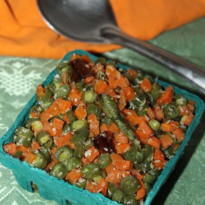 Carrot and beans stir-fried with coconut