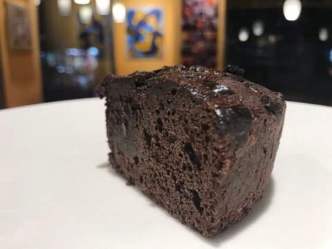 Warm chocolate brownie with ice cream