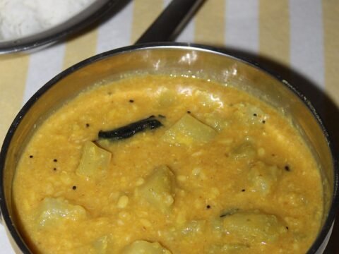 Chayote squash cooked with lentils