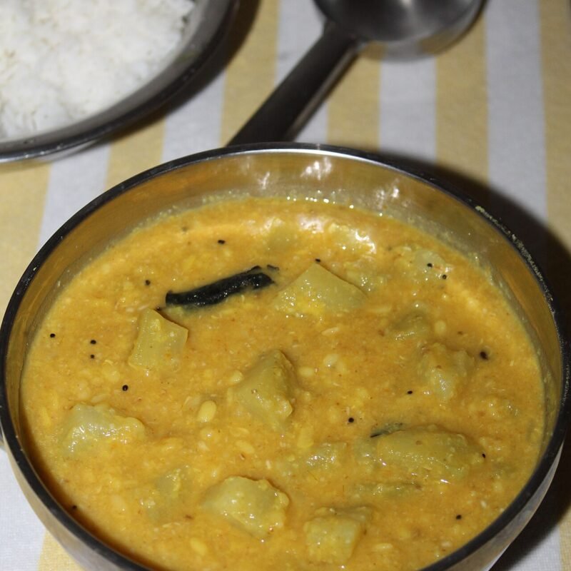 Chayote squash cooked with lentils