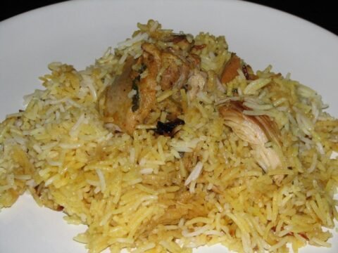 Hyderabadi-style chicken biryani