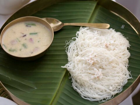 Idiyappam with vegetable kurma
