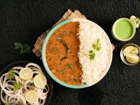 South Indian style curry served with rice