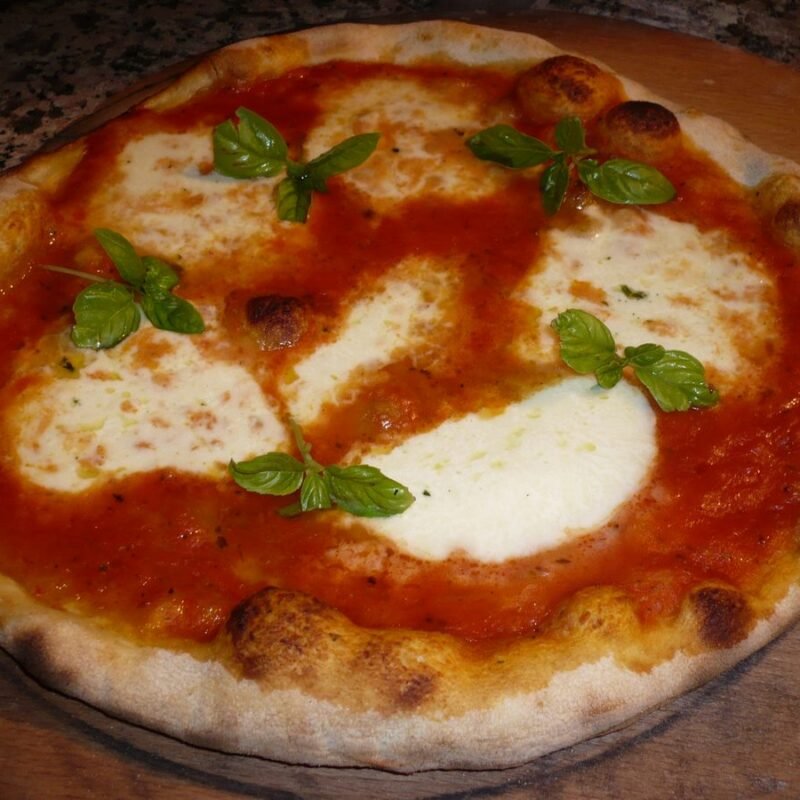 Margherita Pizza with fresh mozzarella and basil
