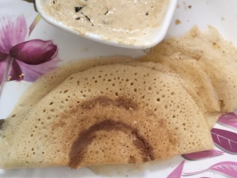 Crisp millet dosa served with chutney