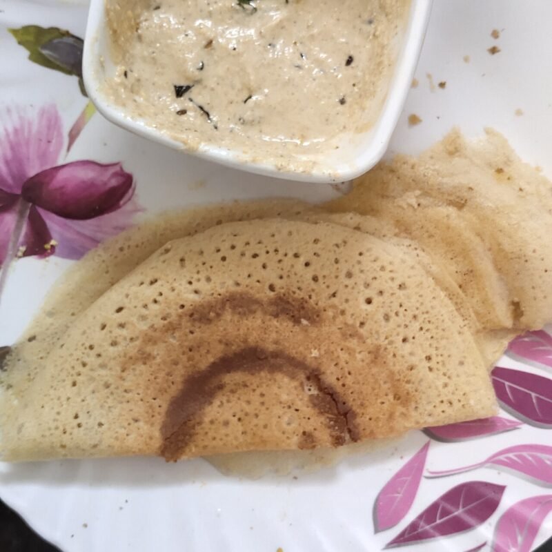 Crisp millet dosa served with chutney