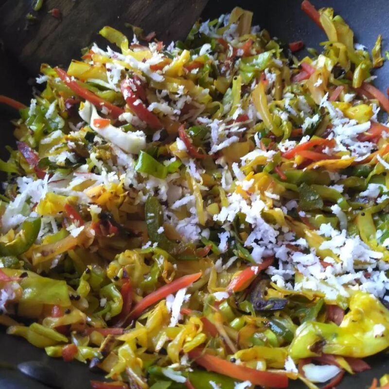 Assorted vegetables stir-fried with coconut