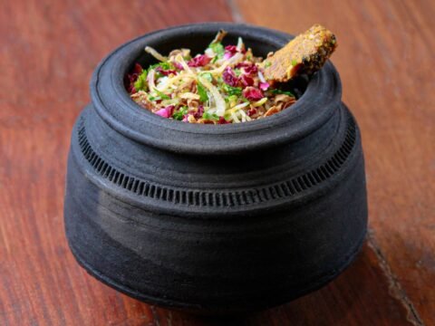 Rice dish served in a traditional clay pot