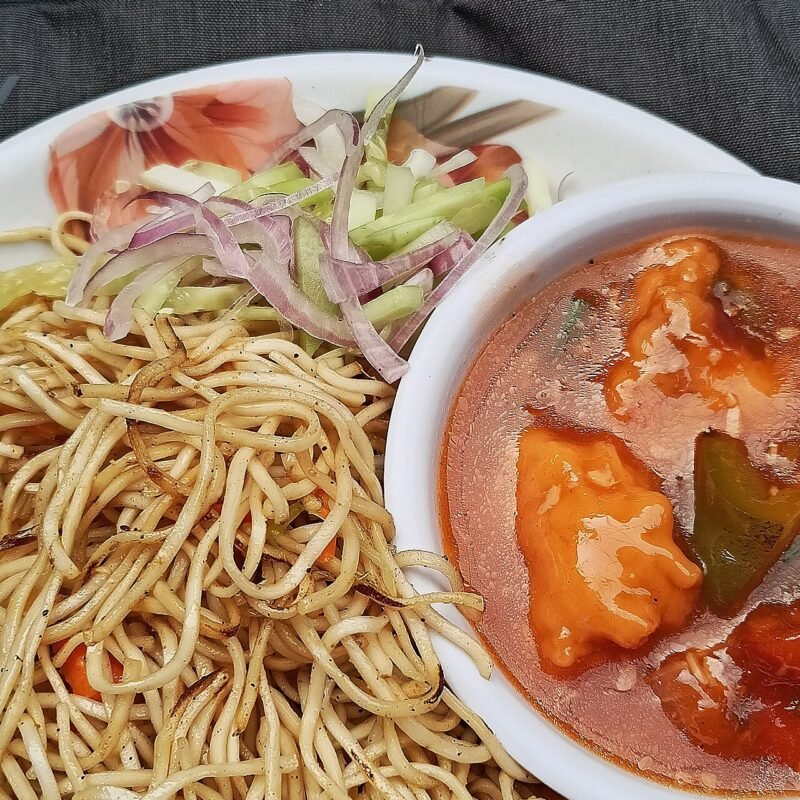 Indo-Chinese street-style noodles with vegetables