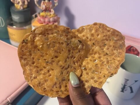 Thattai, a crisp savoury rice cracker snack