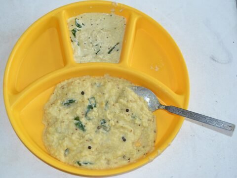 Foxtail millet pongal with pepper and coconut chutney