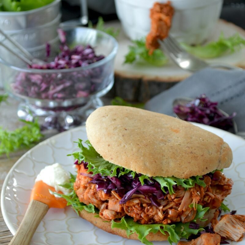 Vegetarian burger with lettuce and slaw