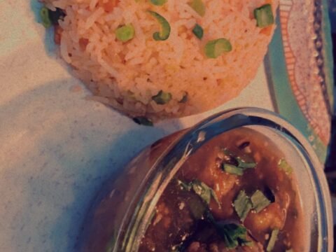 Vegetable fried rice, Indo-Chinese style